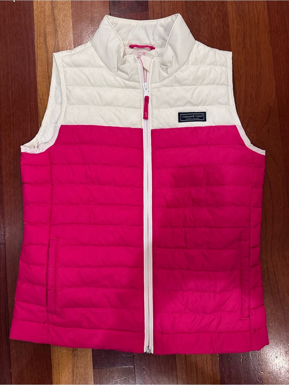 Vineyard Vines Hot Pink and White Quilted Kids Vest